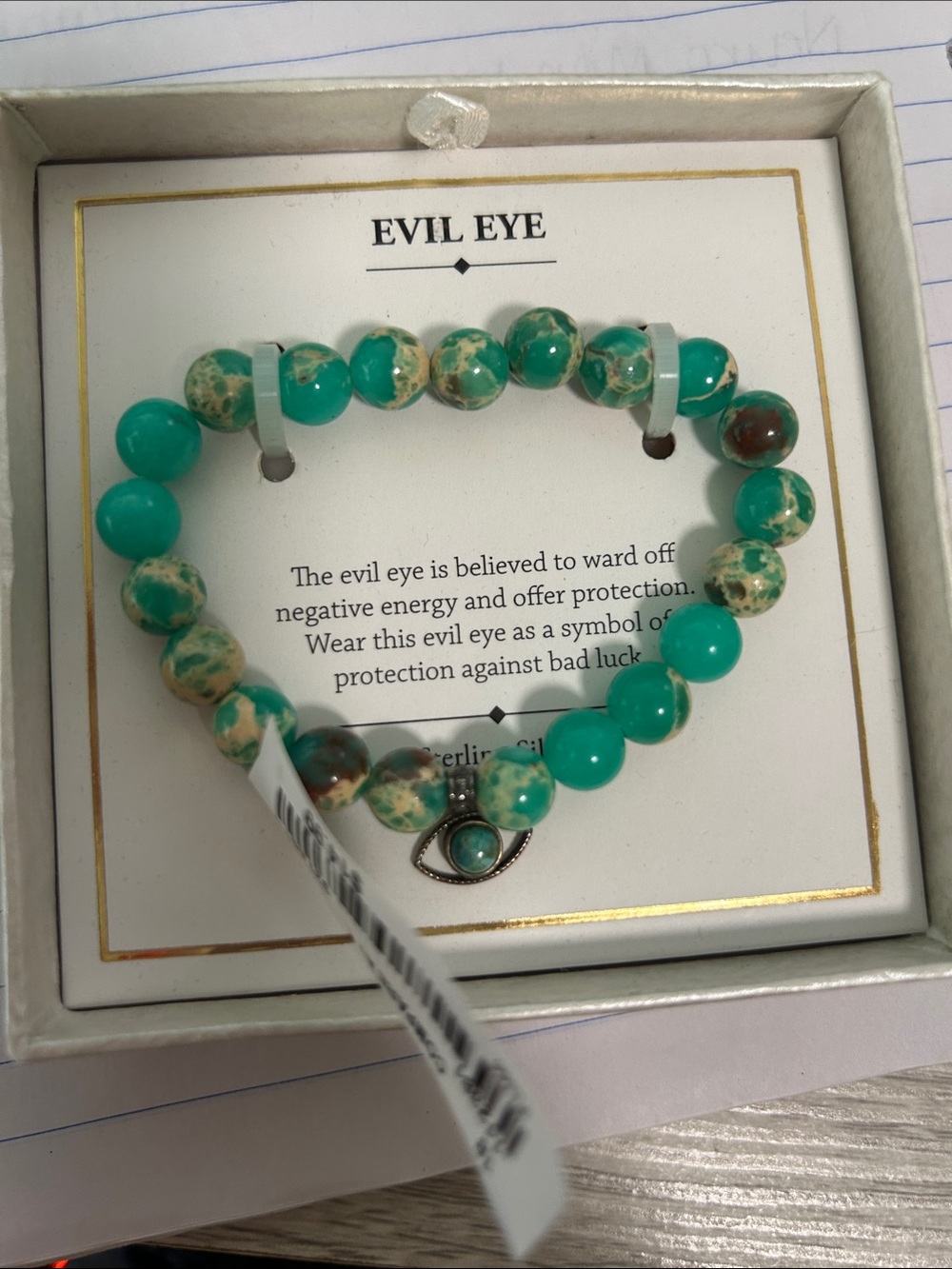 Evil Eye Beaded Bracelet - Turquoise Green -